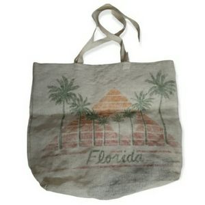 Canvas Florida Tote Travel carrying case off white Green Orange Red Bag